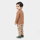 Infants' Beige 100% Cotton Round Neck Graphic Print Baba Suit, Beige, small