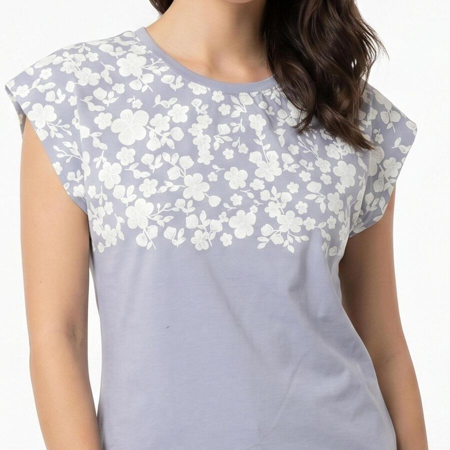 Women Light Blue Round Neck Regular T-Shirt, Light Blue, large