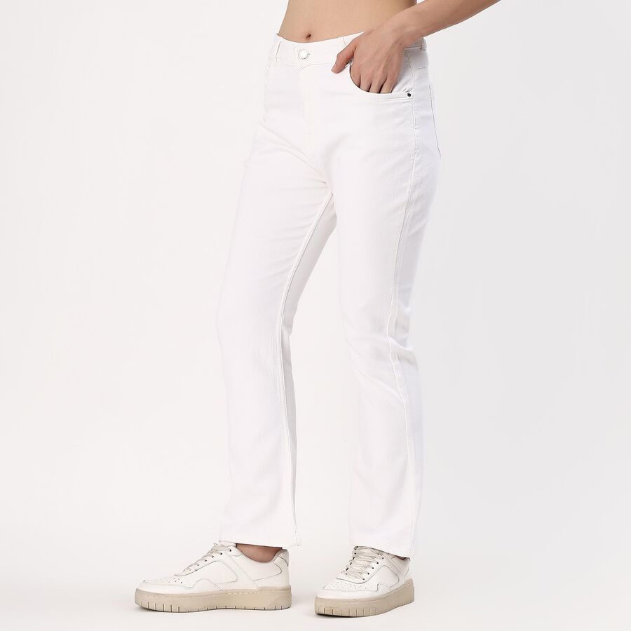 Women's Bright White Bootcut High-Rise Jeans, सफ़ेद, large image number null