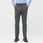 Men's Charcoal Grey Slim Fit Flat-Front Formal Trousers, Melange Mid Grey, small image number null