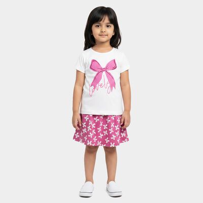 Girls Lilac Round Neck Co-ord Set Upper and Bottom Set