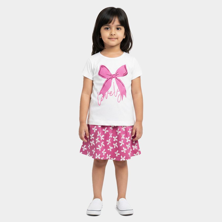 Girls Lilac Round Neck Co-ord Set Upper and Bottom Set, लाइलेक, large