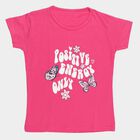 Girls' Bright Pink Cotton Round Neck Casual T-Shirt, रानी (फ्यूशिया), small image number null
