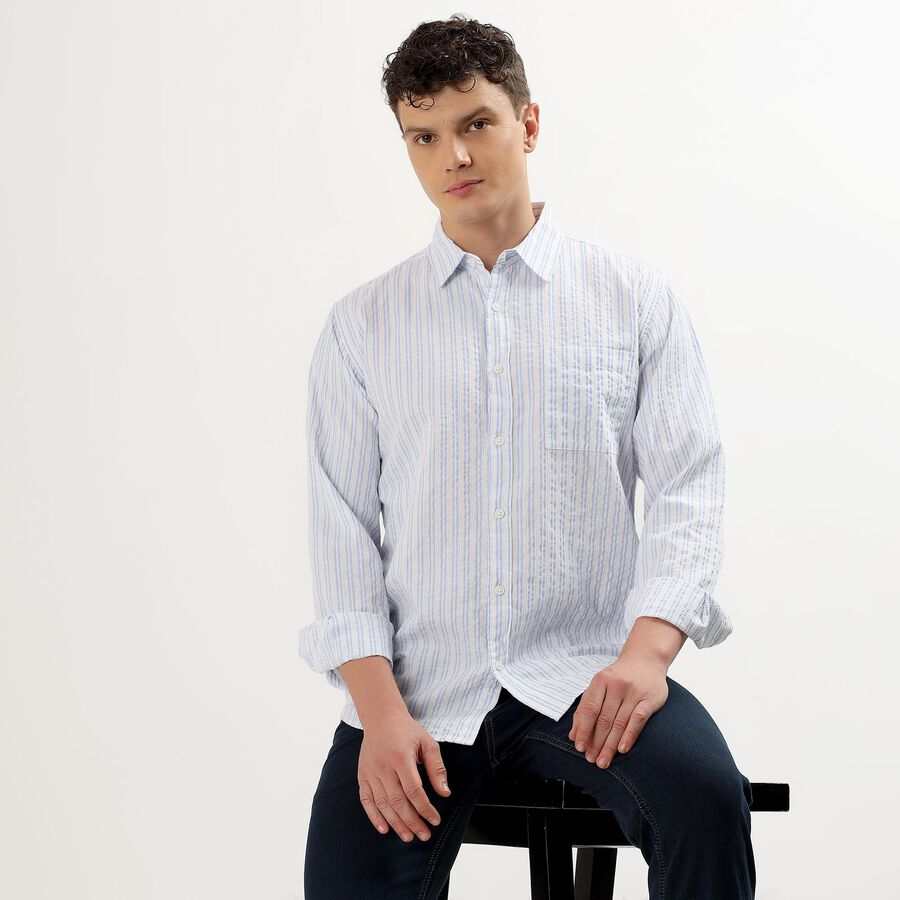 Men's Regular Collar Casual Shirt, White, large image number null