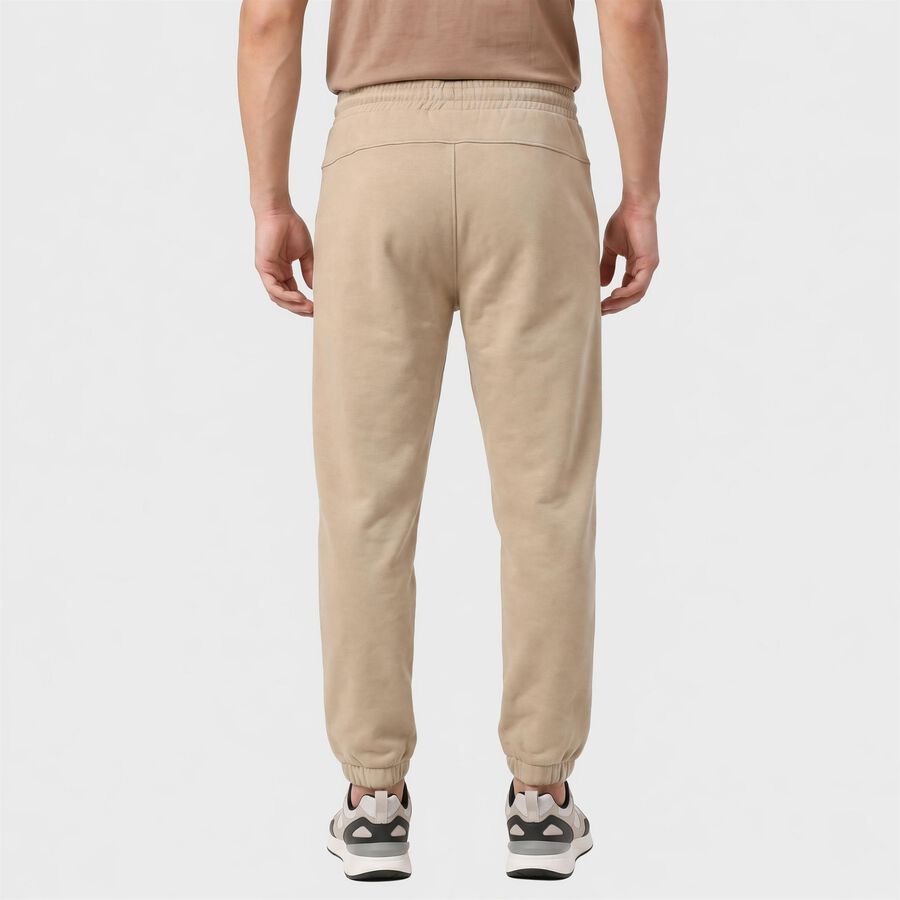 Men's Beige Jogger Fit Solid Track Pants, गहरा पीला, large