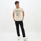 Men's Light Beige Round Neck Casual Printed T-Shirt, Ecru Melange, small image number null