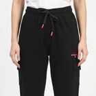 Women's Black Cargo Fit Utility Track Pants, Black, small