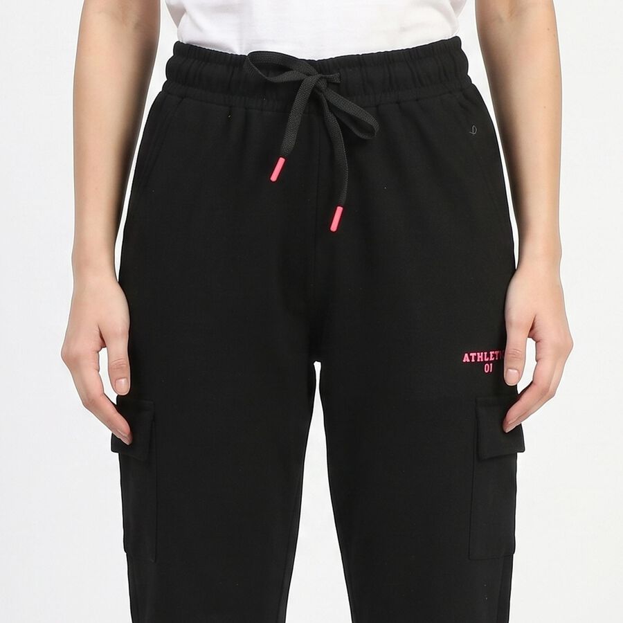 Women's Black Cargo Fit Utility Track Pants, Black, large