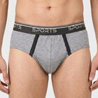 Men's Grey Regular Fit Sports Briefs, मिश्रित हल्का ग्रे, small