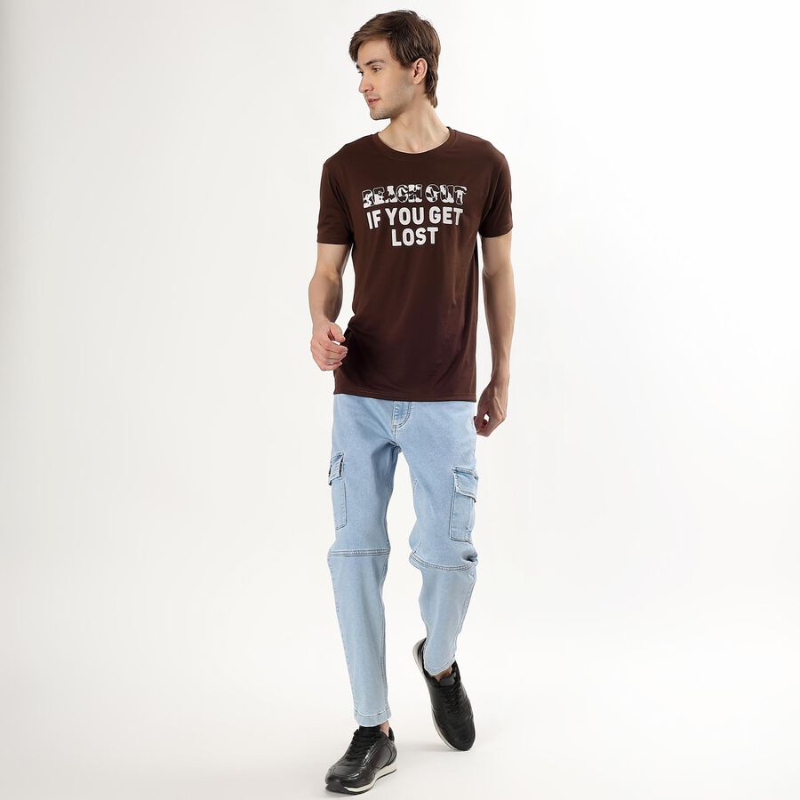 Men's Light Blue Straight Fit Cargo Jeans, Light Blue, large image number null