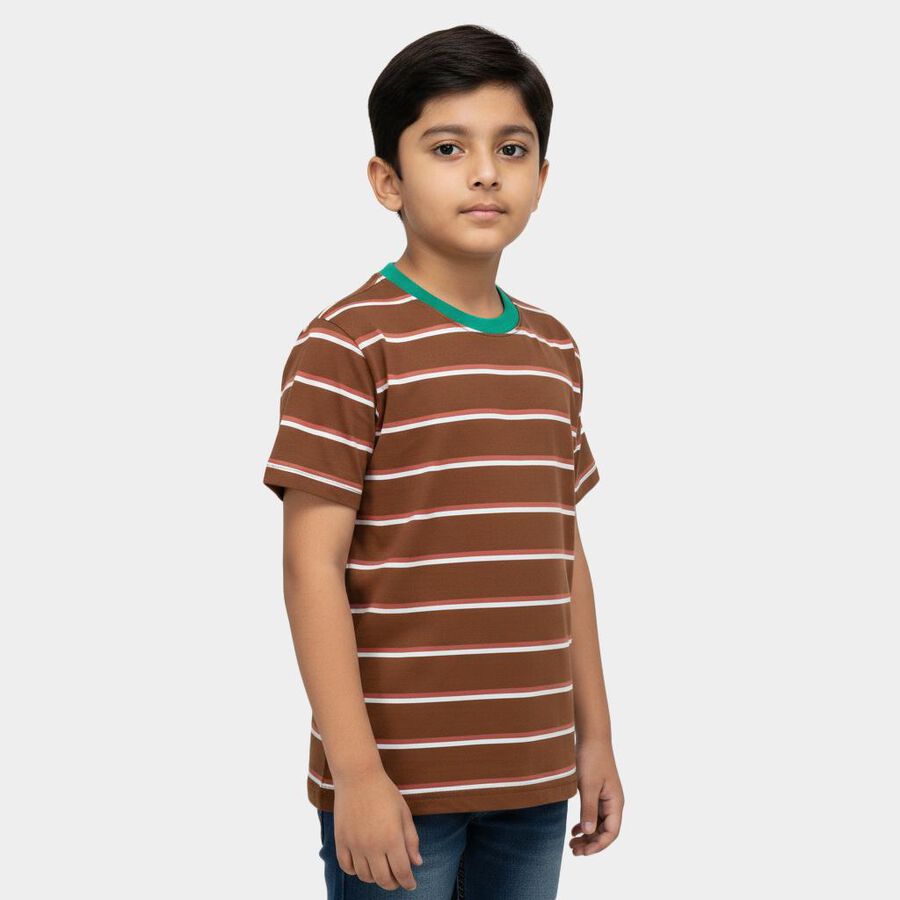 Boys' Half Sleeves T-Shirt, Brown, large