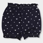 Girls' Dark Navy Regular Fit Printed Bloomers, Navy Blue, small