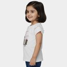 Girls' White Cotton Round Neck Casual T-Shirt, सफ़ेद, small