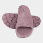 Women's Muted Mauve Embossed Slip-On Slippers, Purple, small