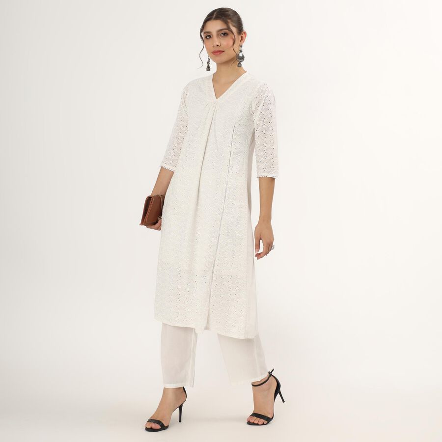 Ladies' Kurta , ऑफ व्हाइट, large