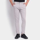Men's Slim Fit Casual Trousers, हल्का ग्रे, small