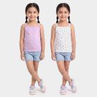 Girls' Lilac Cotton Square Neck Sleeveless Vest, लाइलेक, small