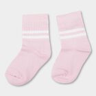 Girls' Soft Pink Regular Fit Striped Ankle-Length Socks, लाइलेक, small