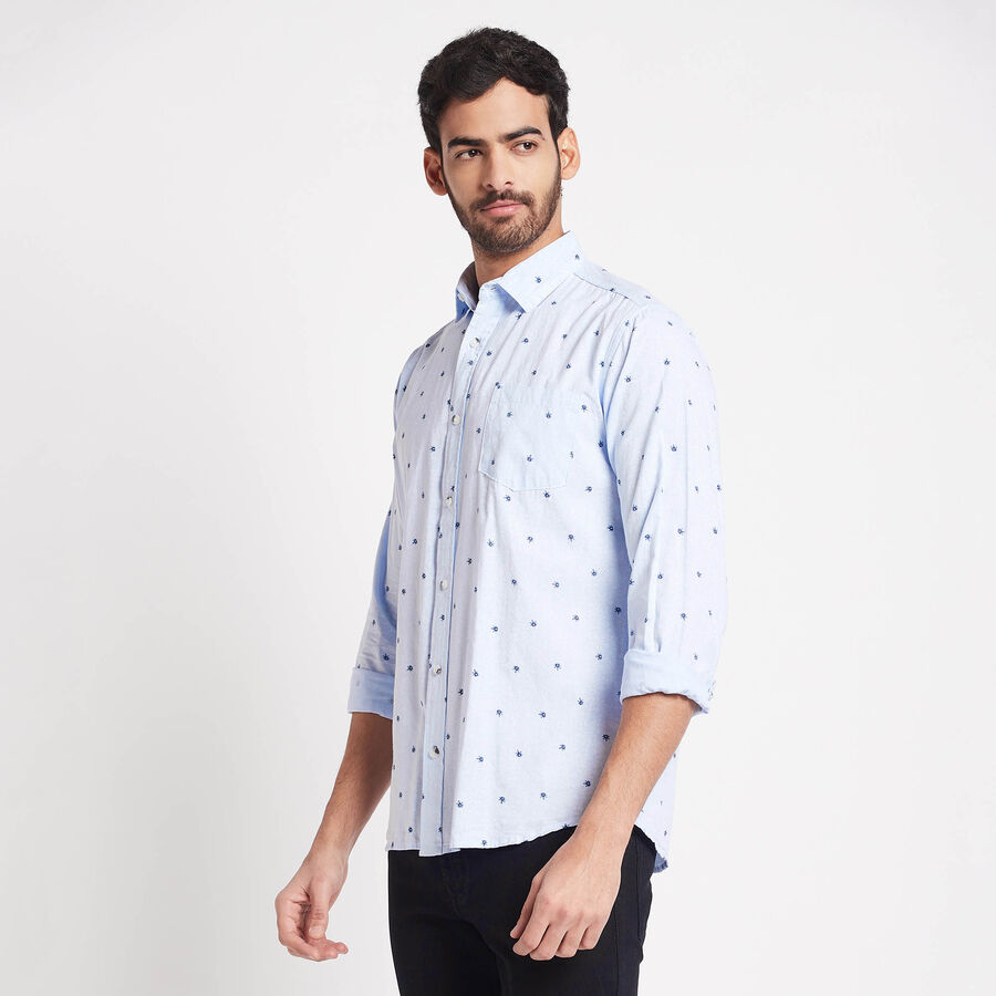 Cotton Printed Casual Shirt, Light Blue, large image number null