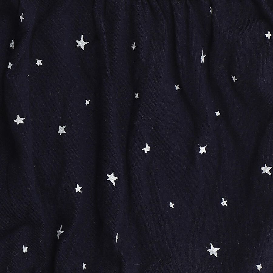 Girls' Navy Blue Regular Fit Star Printed Ruffled Bloomers, नेवी ब्लू, large