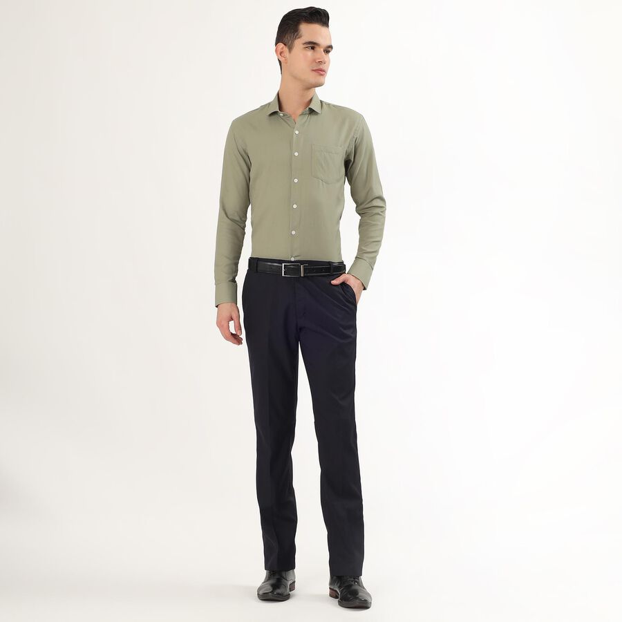 Men's Muted Olive Green Spread Collar Formal Shirt, ओलिव, large