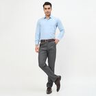 Men's Dark Grey Slim Fit Flat-Front Formal Trousers, Dark Grey, small