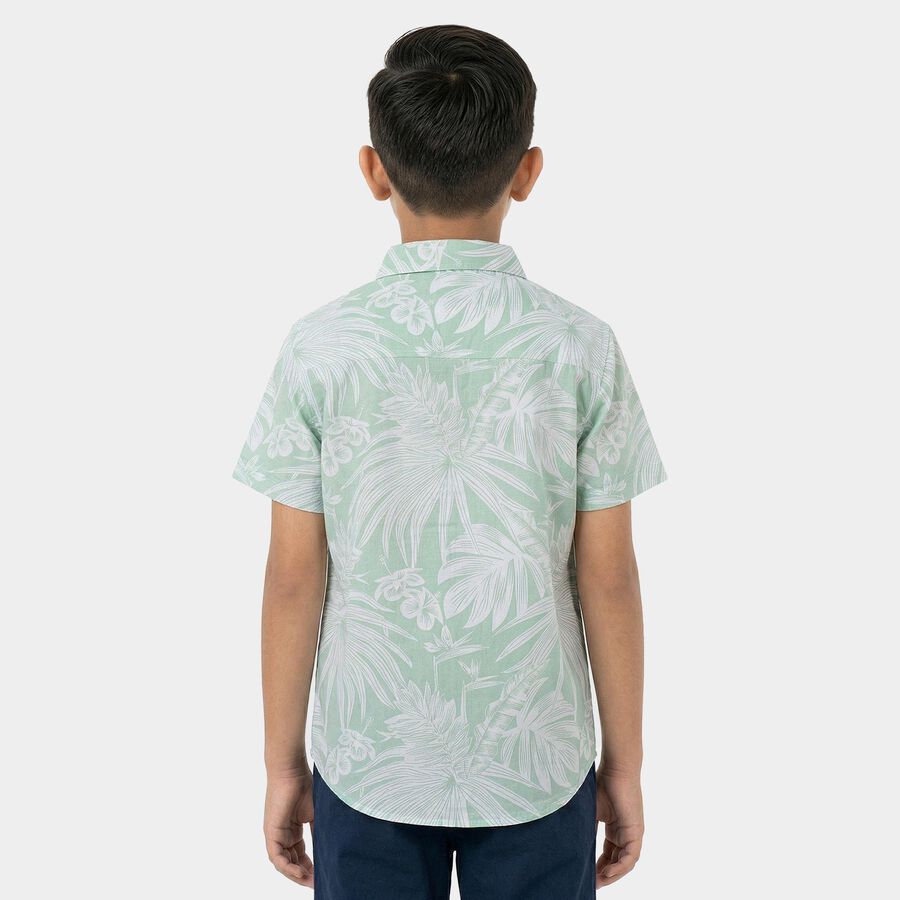Boys Light Green Cotton Half Sleeve Classic Casual Shirt, हल्का हरा, large