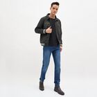 Men's Dark Charcoal Black Classic Varsity Jacket, गहरा हरा, small image number null