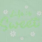 Girls' Mint Green Cotton Round Neck Casual T-Shirt, Light Green, small