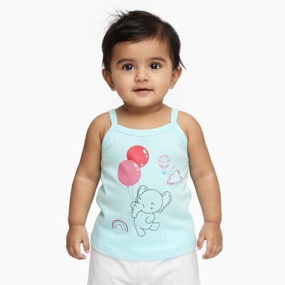 Infants' Light Aqua Blue Cotton Square Neck Casual Vest