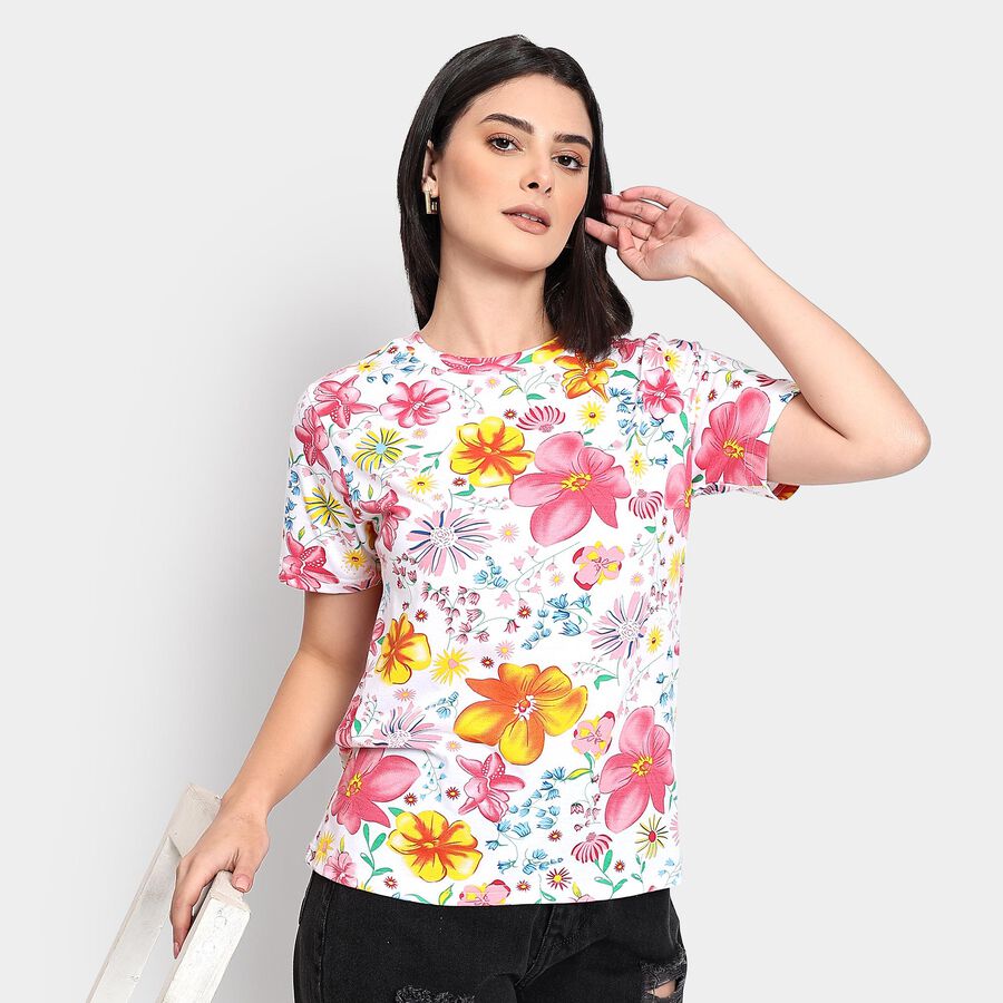 Ladies' Round Neck T-Shirt, White, large image number null