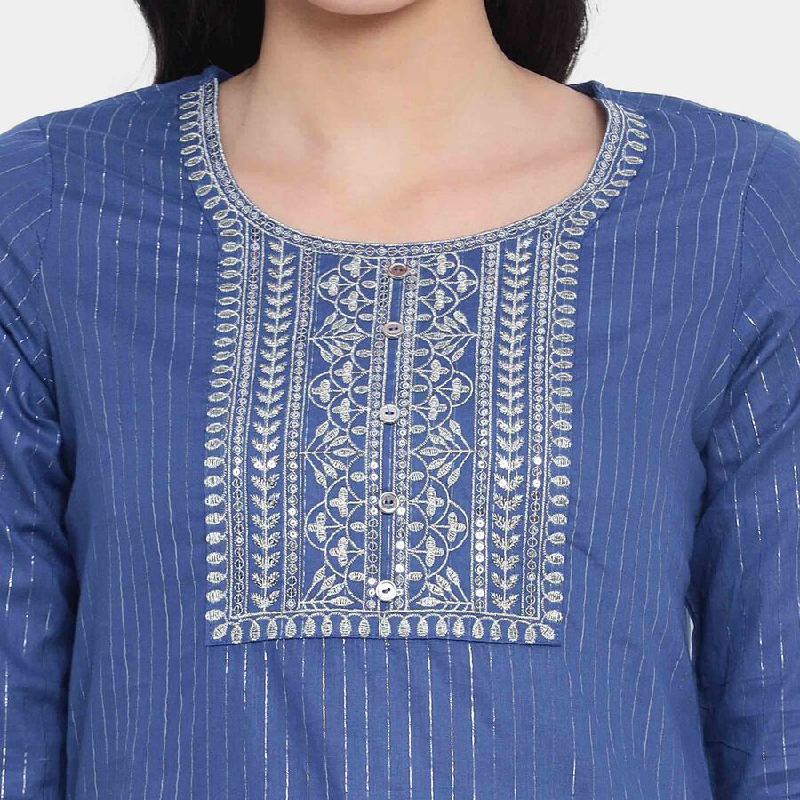 Embroidered Kurta, Navy Blue, large image number null