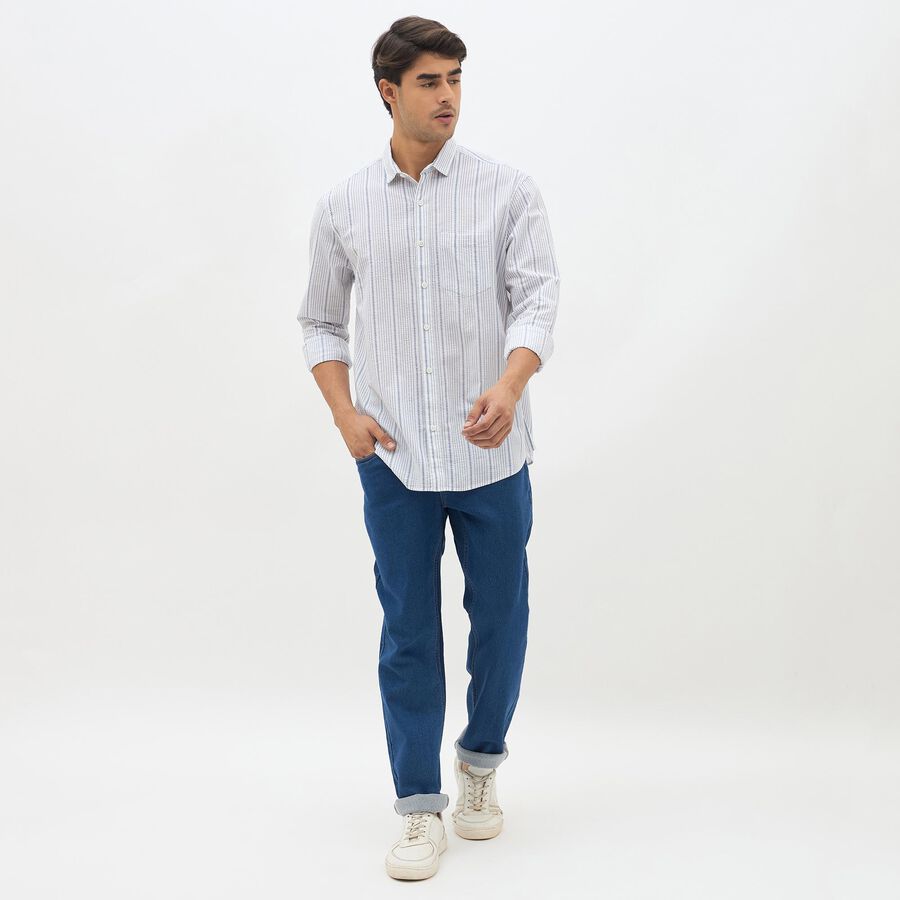 Men's Light Grey Cotton Classic Collar Casual Shirt, Light Grey, large image number null