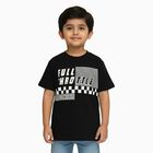 Boys Jet Black Round Neck Casual T-Shirt, Black, small image number null