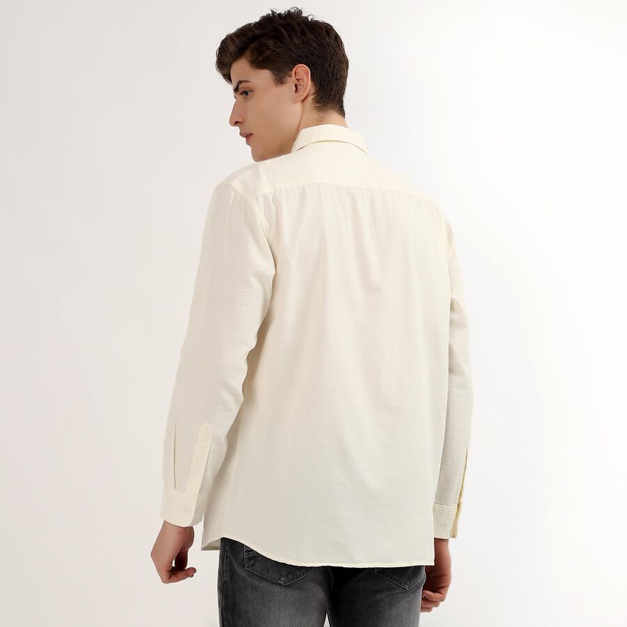 Men's Off-White Classic Collar Casual Shirt, ऑफ व्हाइट, large