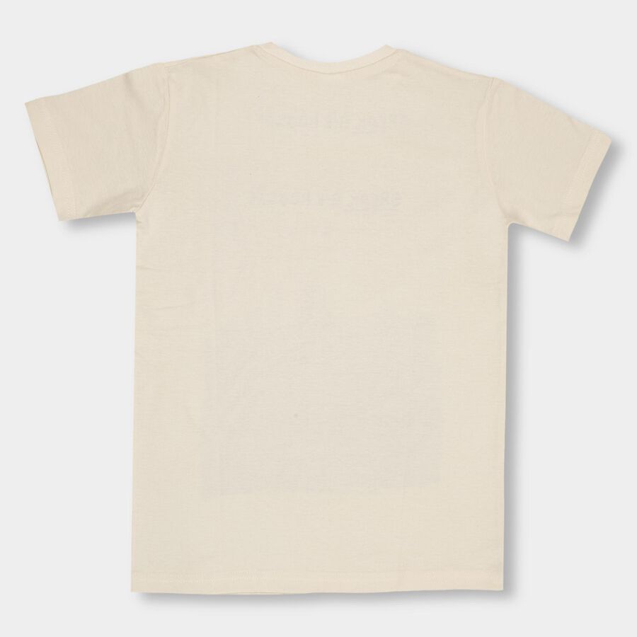 Boys' 100% Cotton Half Sleeves T-Shirt, Off White, large image number null