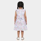 Girls' Pastel Blue Floral Print Sleeveless Cotton Frock, हल्का नीला, small