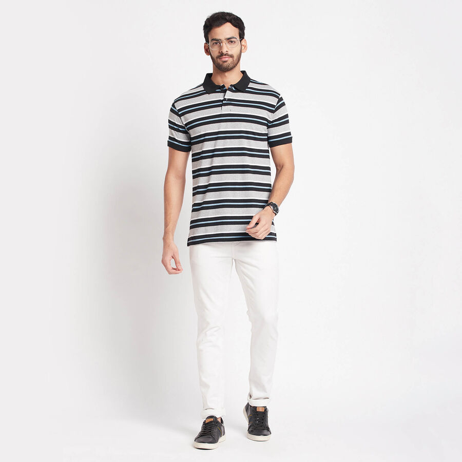 Stripes Polo Shirt, Melange Mid Grey, large image number null