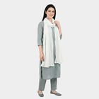 Women's White Solid Dupatta, White, small