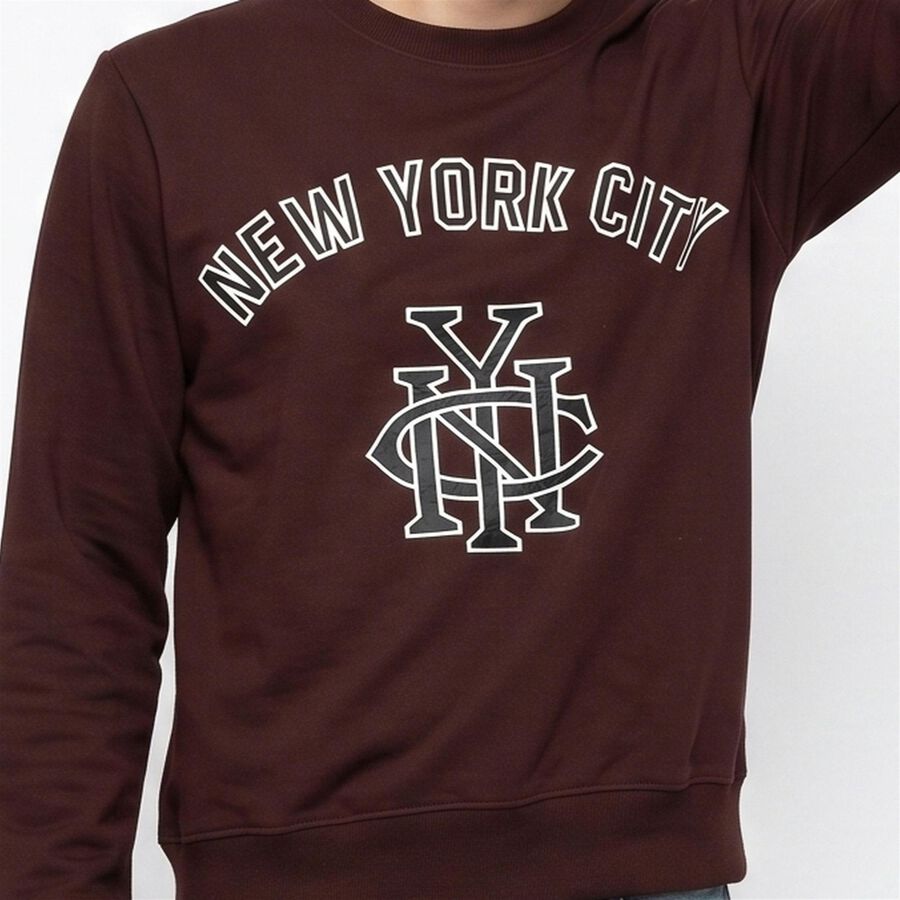Men's Wine Crew Neck Printed Pullover Sweatshirt, Wine, large