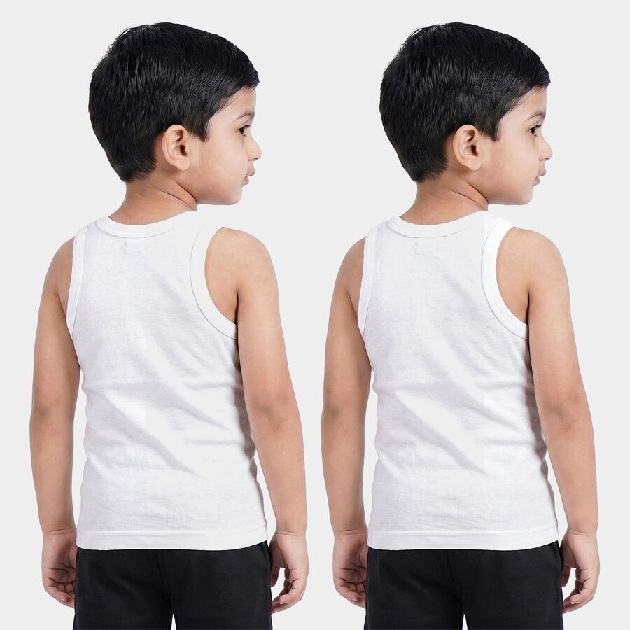 Boys White Cotton Round Neck Waistcoat Vest, सफ़ेद, large