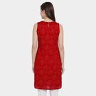 Women's Red Round Neck Straight Kurta, Red, small