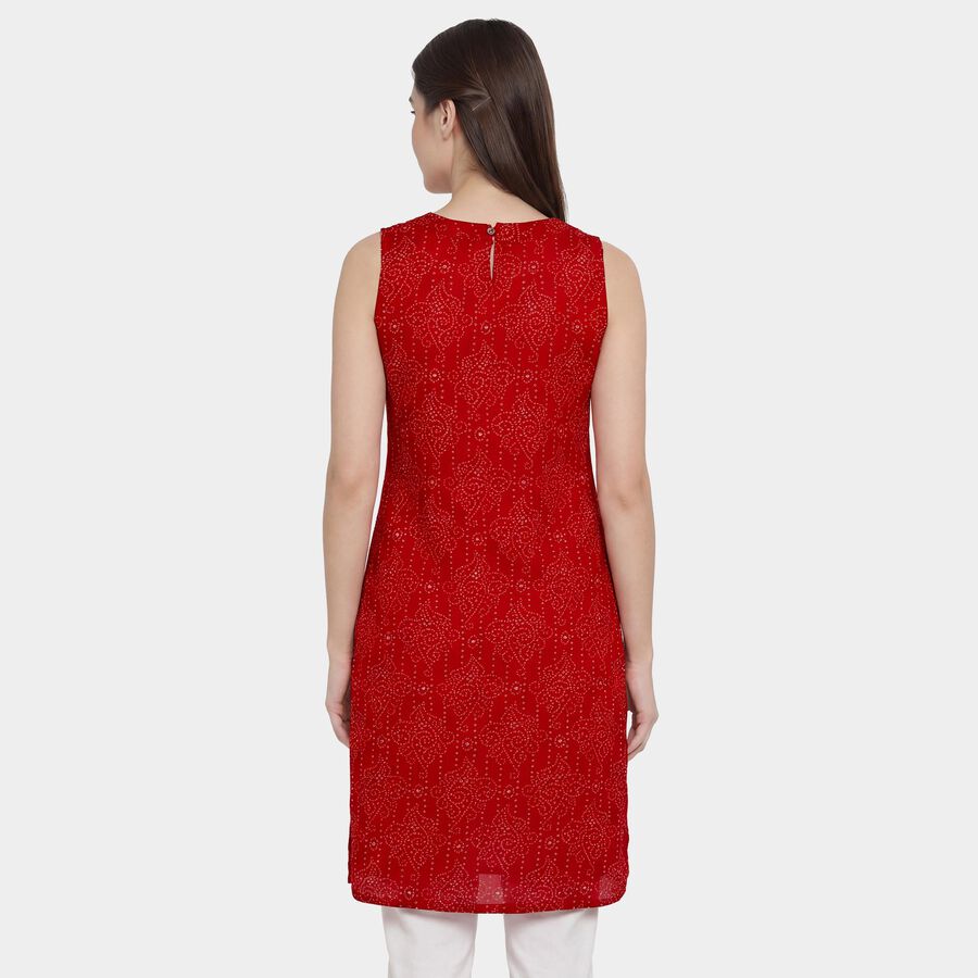 Women's Red Round Neck Straight Kurta, Red, large