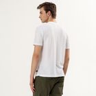 Men's White Round Neck Self Design Half Sleeves T-Shirt, White, small