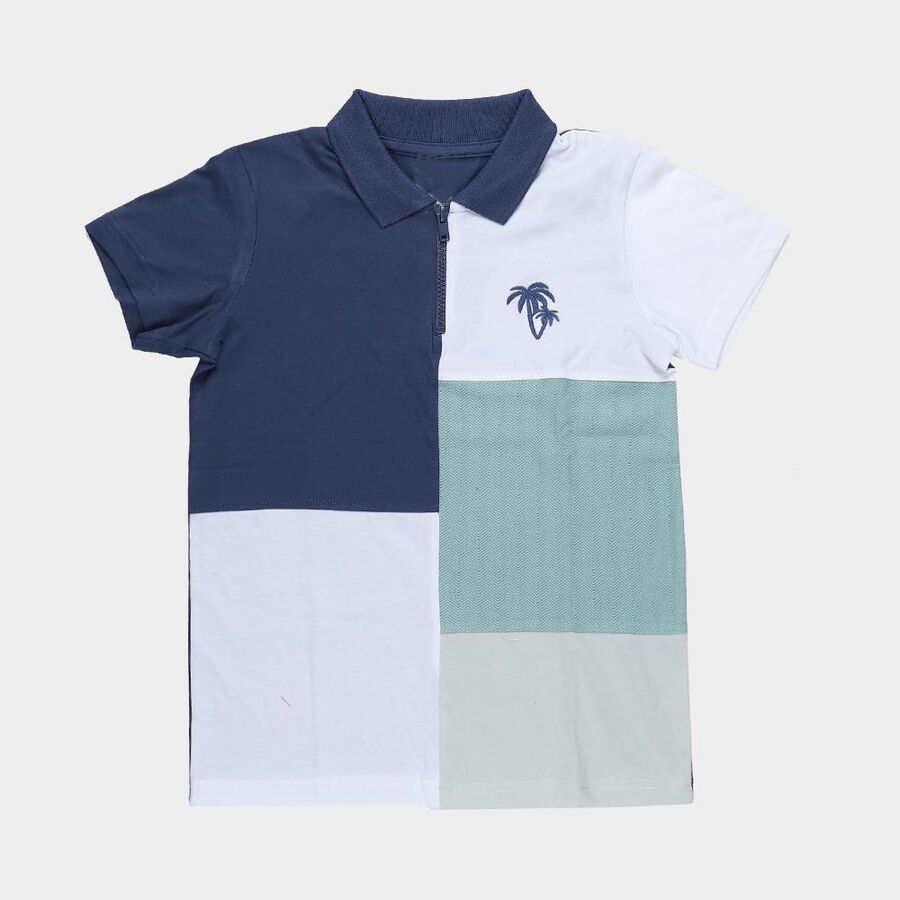 Boys' Midnight Blue Crew Neck Graphic Printed T-Shirt, Mid Blue, large