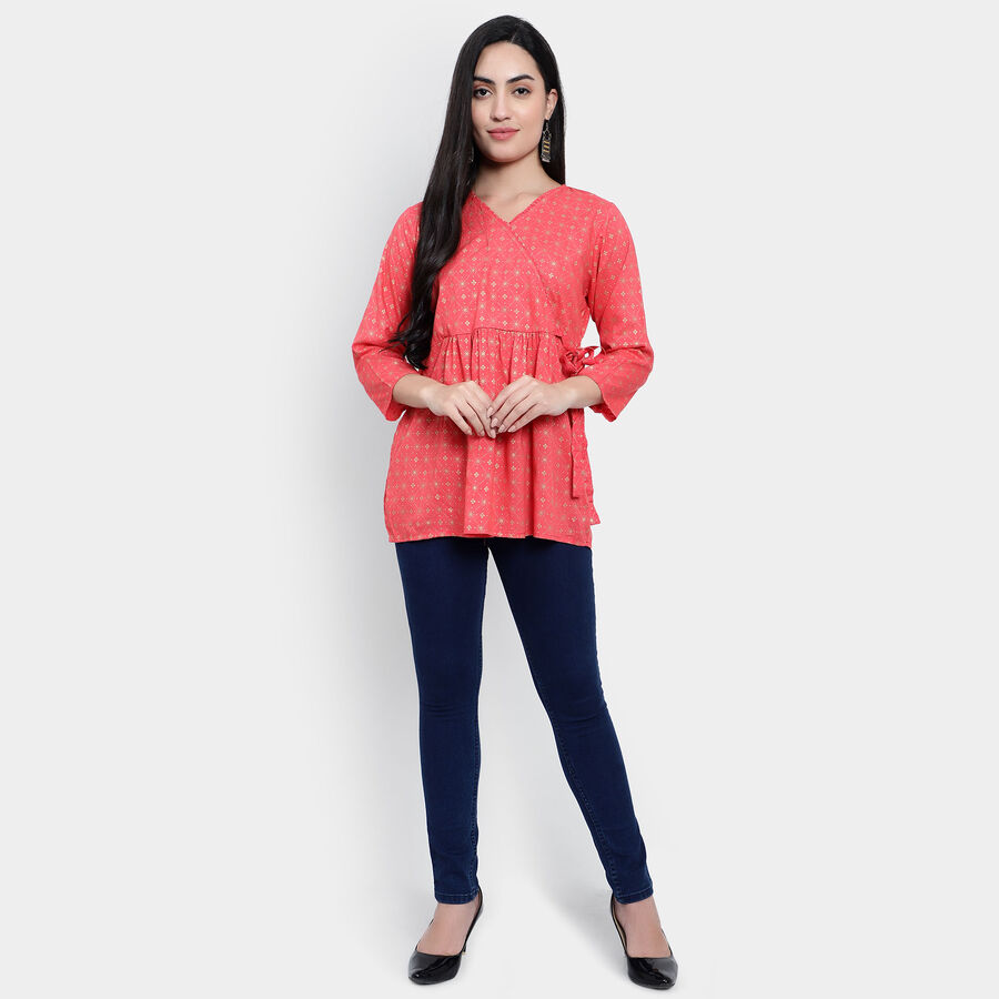 All Over Print A Line Kurti, मूँगा (कोरल), large image number null