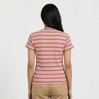 Women's Pink Cotton Blend Round Neck Casual T-Shirt, Pink, small