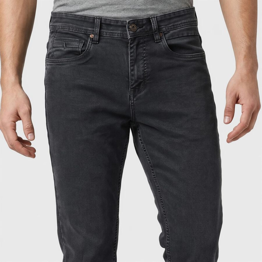 Men's Dark Blue Slim Fit Washed Jeans, गहरा नीला, large