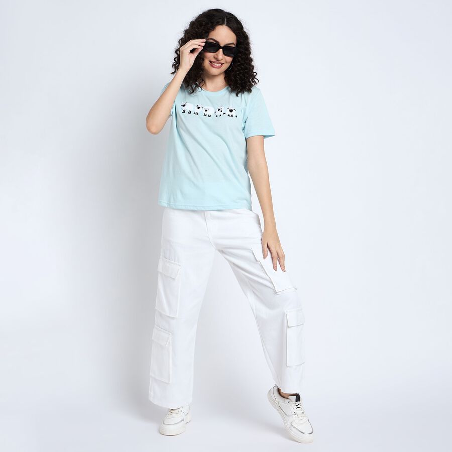 Ladies' Round Neck T-Shirt , Light Blue, large image number null