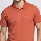 Men's Orange Polo Neck Solid Polo T-Shirt, रस्ट, small